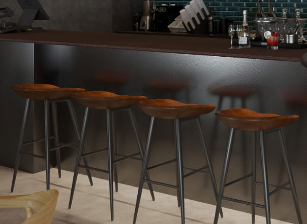 マーテル柄のメタル化粧板を使ったカウンターイメージ